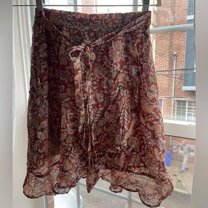 Anthropologie Floral Skirt- Size XS. Green, brown and pink, flowy!